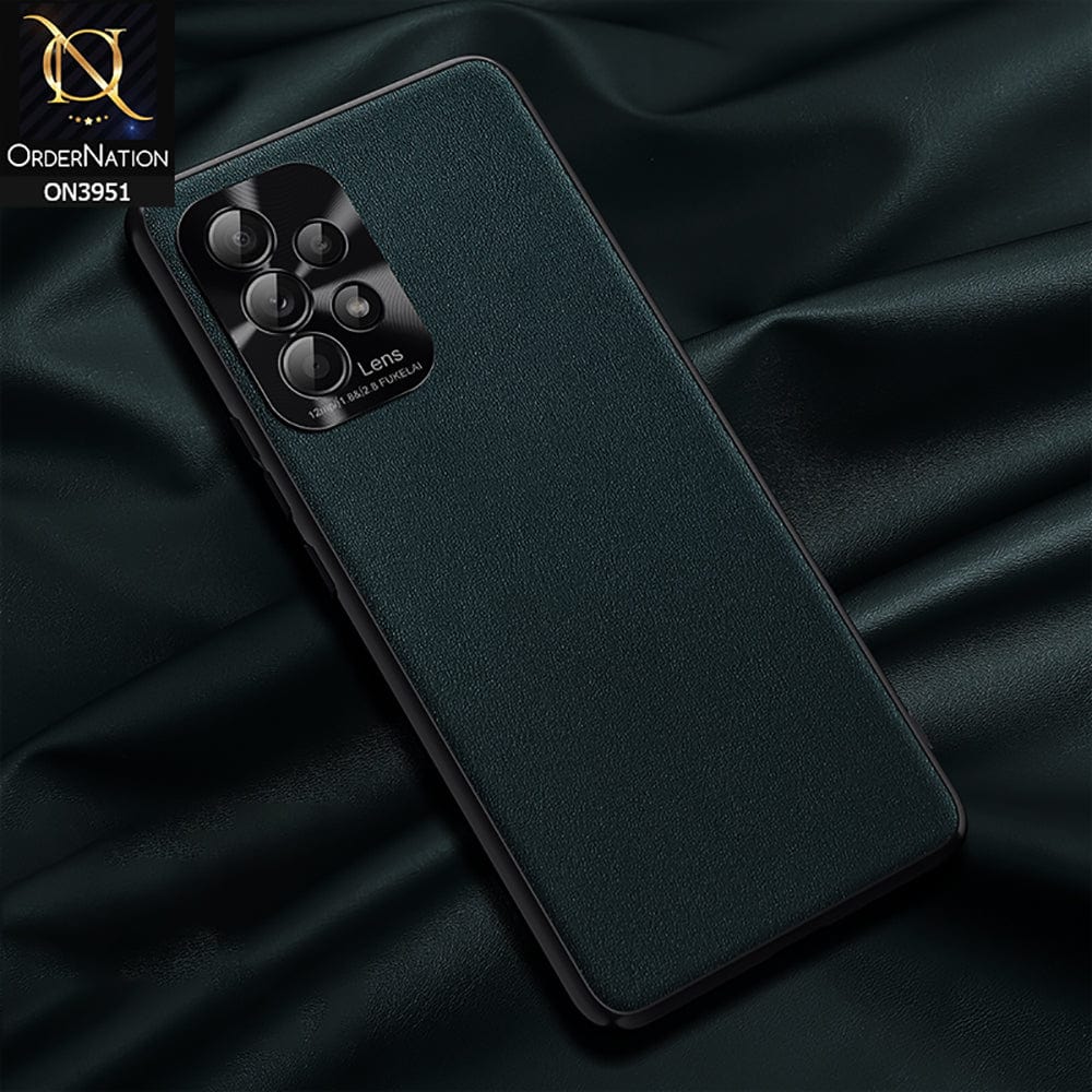 Samsung Galaxy A52 Cover - Green - ONation Classy Leather Series - Minimalistic Classic Textured Pu Leather With Attractive Metallic Camera Protection Soft Borders Case