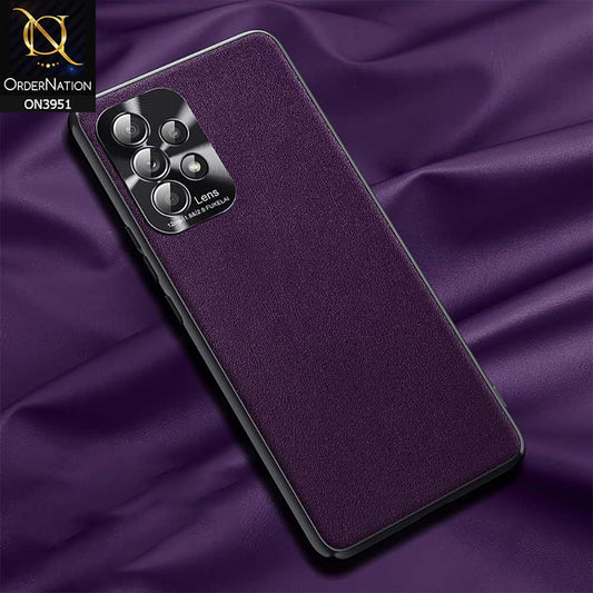 Samsung Galaxy A52 Cover - Purple - ONation Classy Leather Series - Minimalistic Classic Textured Pu Leather With Attractive Metallic Camera Protection Soft Borders Case