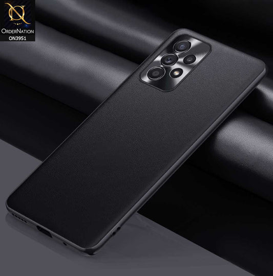 Samsung Galaxy A53 5G Cover - Black - ONation Classy Leather Series - Minimalistic Classic Textured Pu Leather With Attractive Metallic Camera Protection Soft Borders Case