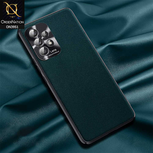 Samsung Galaxy A72 Cover - Green - ONation Classy Leather Series - Minimalistic Classic Textured Pu Leather With Attractive Metallic Camera Protection Soft Borders Case