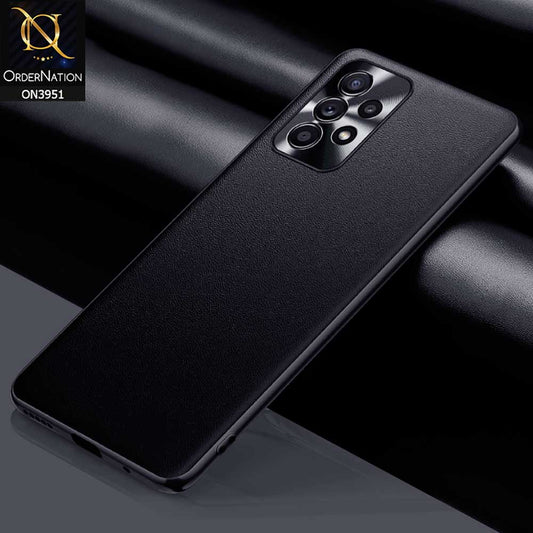 Samsung Galaxy A73 5G Cover - Black - ONation Classy Leather Series - Minimalistic Classic Textured Pu Leather With Attractive Metallic Camera Protection Soft Borders Case
