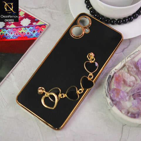 Tecno Camon 19 Neo Cover - Black - New Electroplated Soft Silicone Camera Protection Case With Heart Chain Holder
