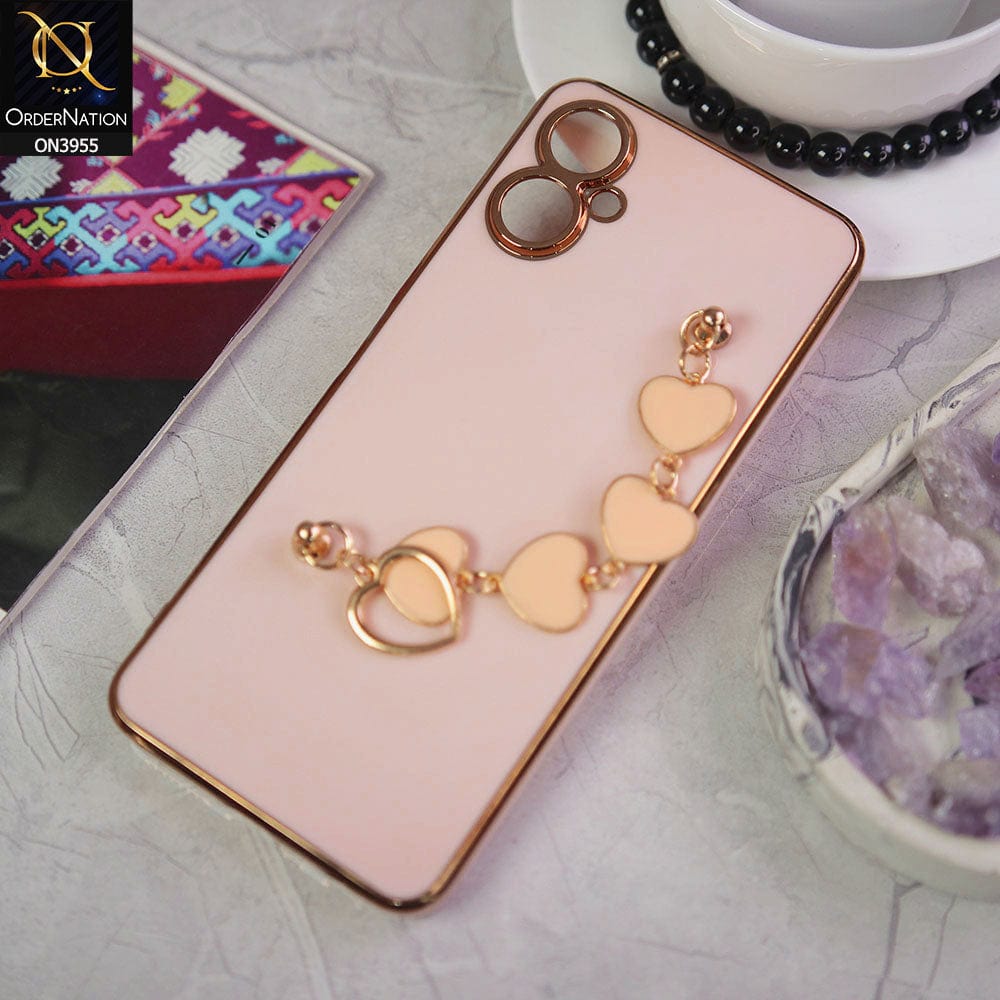 Tecno Camon 19 Neo Cover - Pink - New Electroplated Soft Silicone Camera Protection Case With Heart Chain Holder