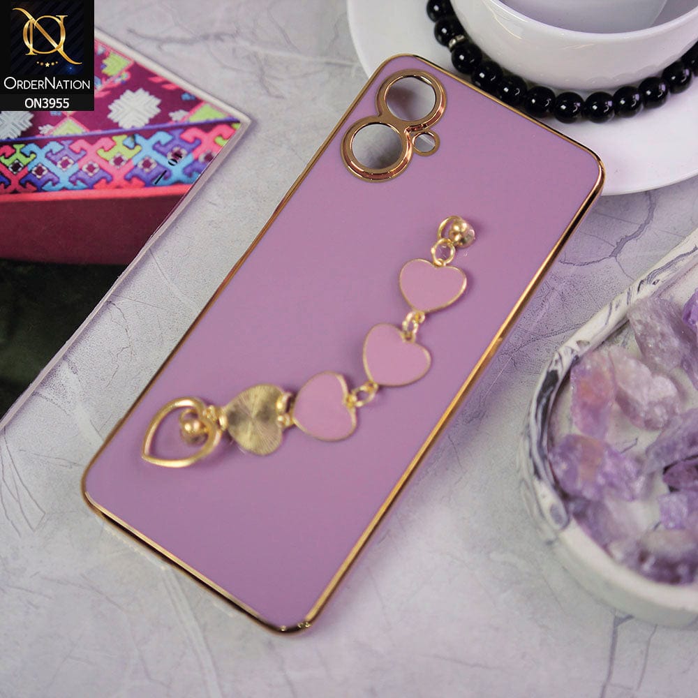 Tecno Camon 19 Neo Cover - Purple - New Electroplated Soft Silicone Camera Protection Case With Heart Chain Holder