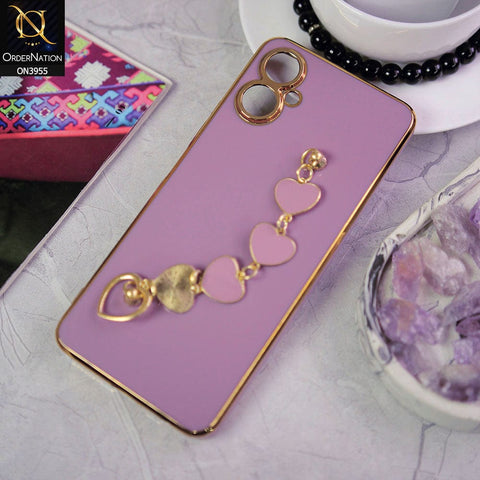 Tecno Camon 19 Neo Cover - Purple - New Electroplated Soft Silicone Camera Protection Case With Heart Chain Holder