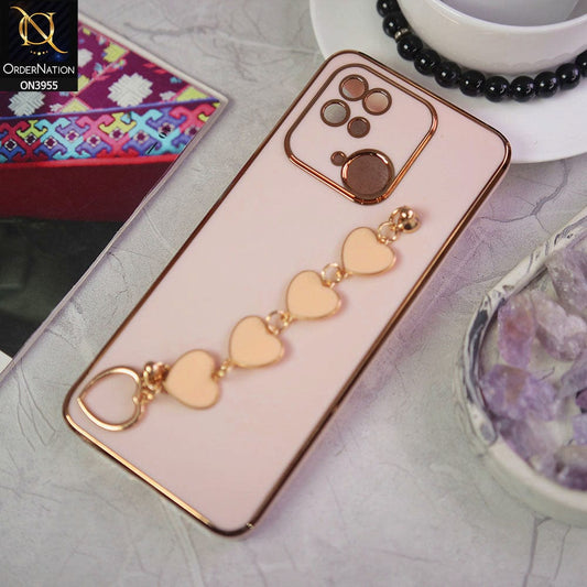 Xiaomi Redmi 10C Cover - Pink - New Electroplated Soft Silicone Camera Protection Case With Heart Chain Holder