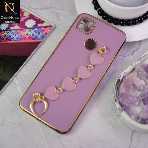 Xiaomi Redmi 9C Cover - Purple - New Electroplated Soft Silicone Camera Protection Case With Heart Chain Holder