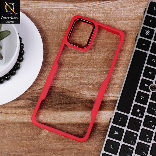 Samsung Galaxy A12 Nacho Cover - Red -  Trendy Electroplating Camera Shiny Borders Crash Resistant Pc + Tpu Protection Case