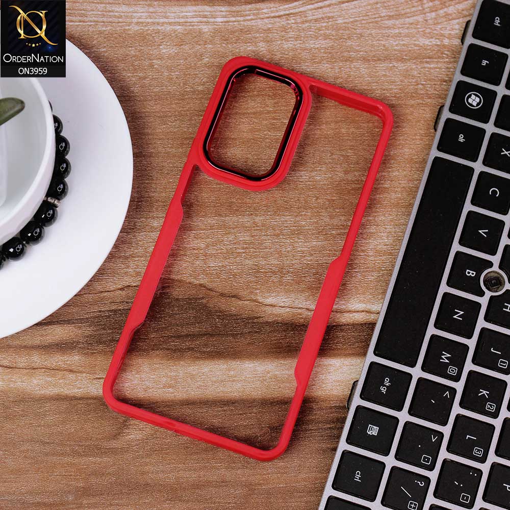 Samsung Galaxy A53 5G Cover - Red -  Trendy Electroplating Camera Shiny Borders Crash Resistant Pc + Tpu Protection Case