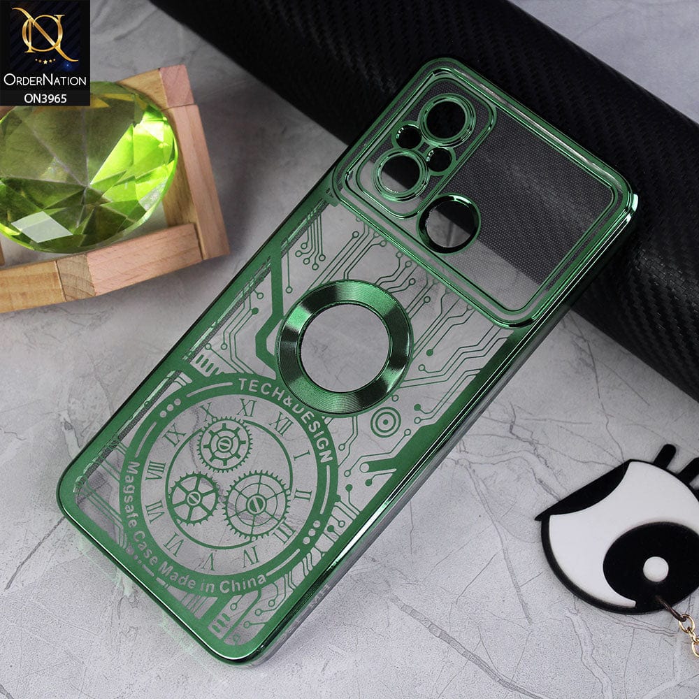 Xiaomi Redmi 12C Cover - Green - New Magsafe Tech Design Texture Soft Silicone Camera Bumper Case With Chrome Logo Hole