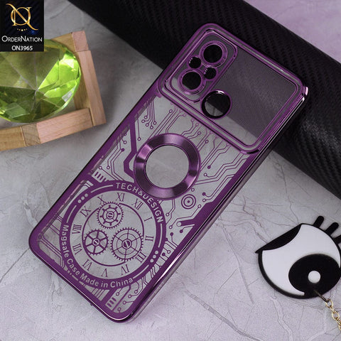 Xiaomi Redmi 12C Cover - Purple - New Magsafe Tech Design Texture Soft Silicone Camera Bumper Case With Chrome Logo Hole