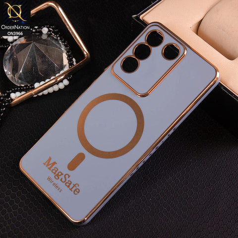 vivo V27e Cover - Carolina Blue - New MagSafe Soft Silicone Case With Electroplating Borders