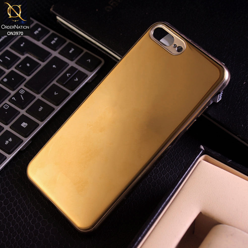 iPhone 8 Plus / 7 Plus Cover - Golden - New Gold Plated Shiny Soft Silicone Borders Protective Case