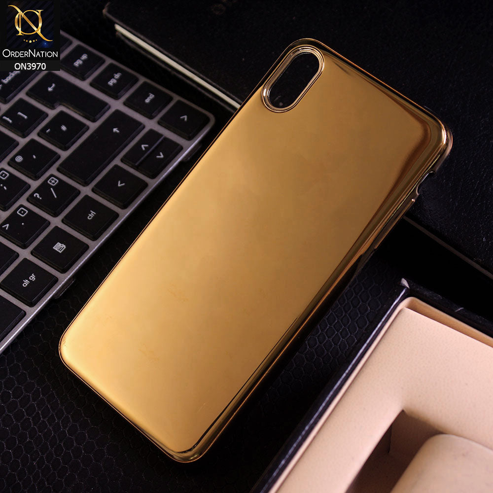 iPhone XS Max Cover - Golden - New Gold Plated Shiny Soft Silicone Borders Protective Case