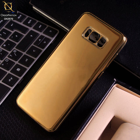 Samsung Galaxy S8 Plus Cover - Golden - New Gold Plated Shiny Soft Silicone Borders Protective Case