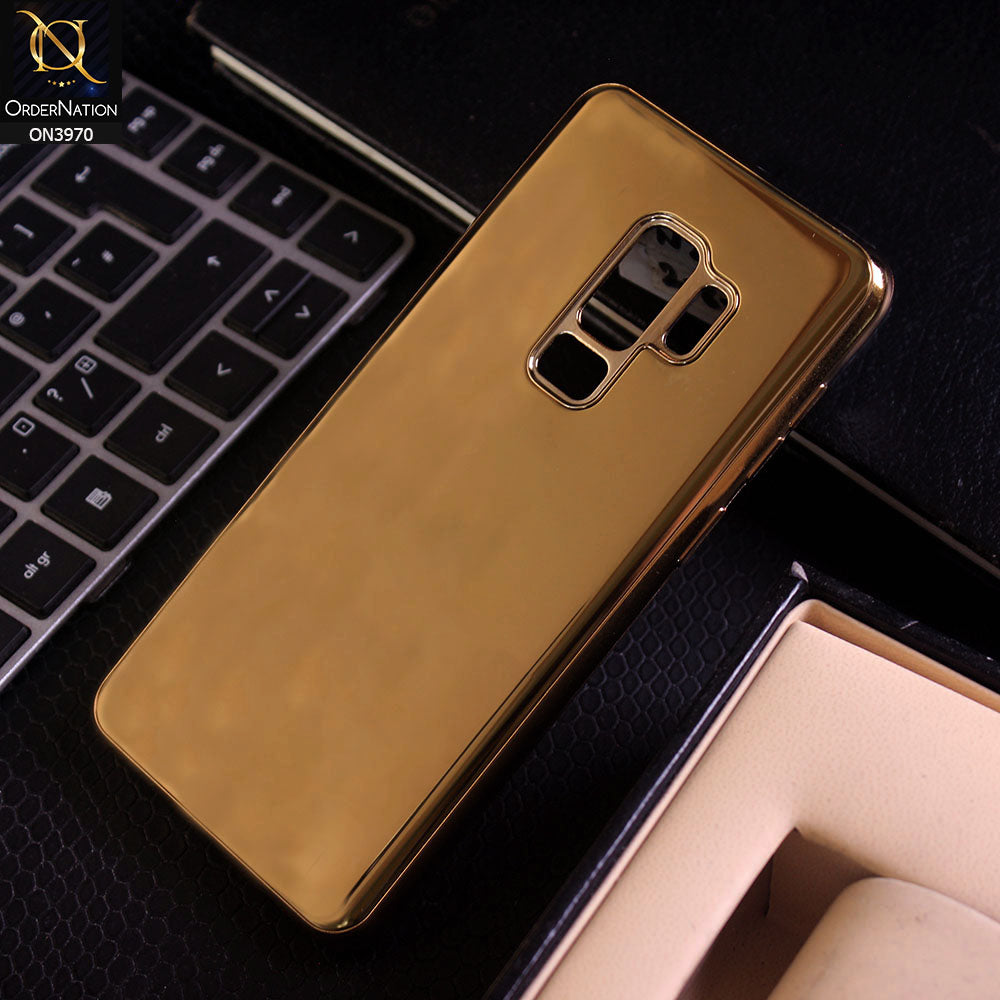 Samsung Galaxy S9 Plus Cover - Golden - New Gold Plated Shiny Soft Silicone Borders Protective Case