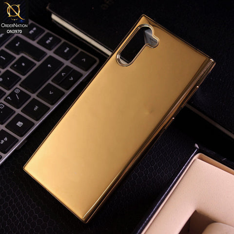Samsung Galaxy Note 10 Cover - Golden - New Gold Plated Shiny Soft Silicone Borders Protective Case