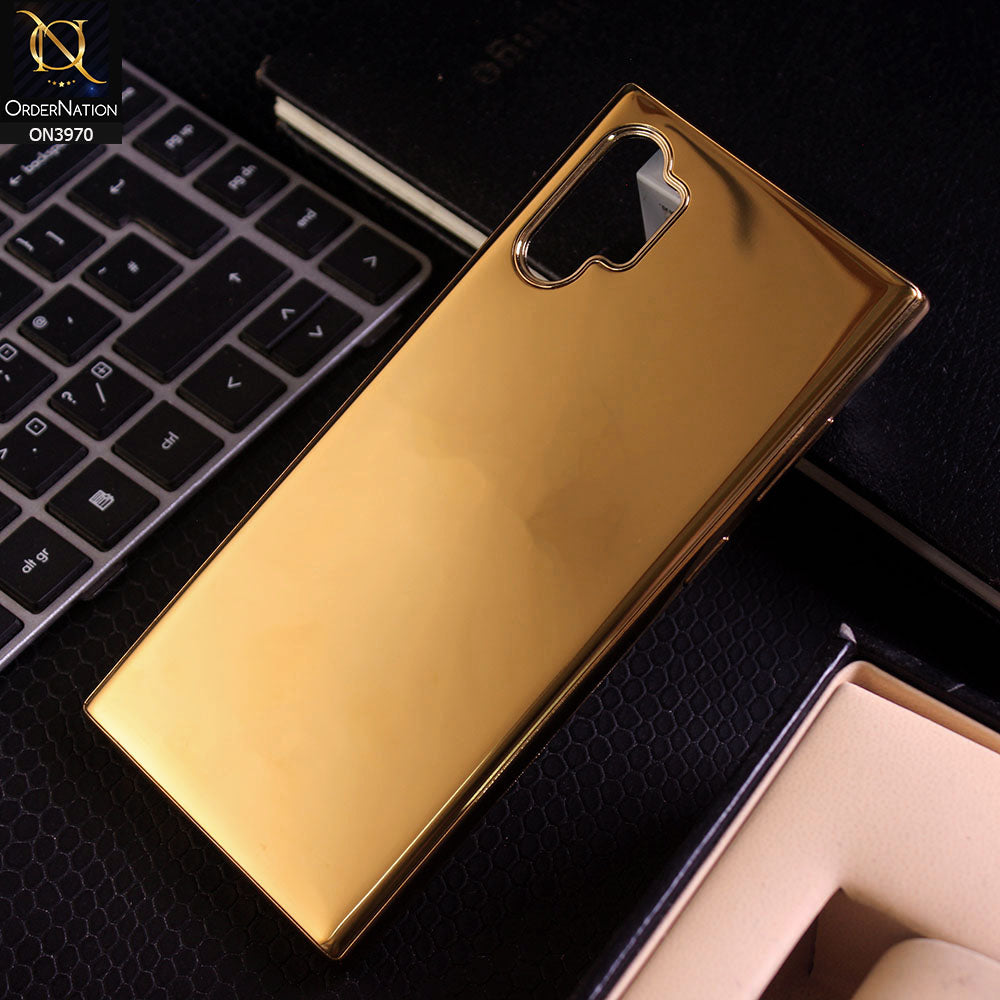 Samsung Galaxy Note 10 Plus Cover - Golden - New Gold Plated Shiny Soft Silicone Borders Protective Case