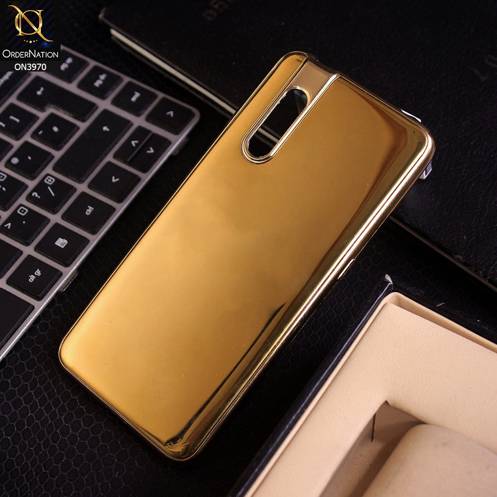 Vivo V15 Pro Cover - Golden - New Gold Plated Shiny Soft Silicone Borders Protective Case