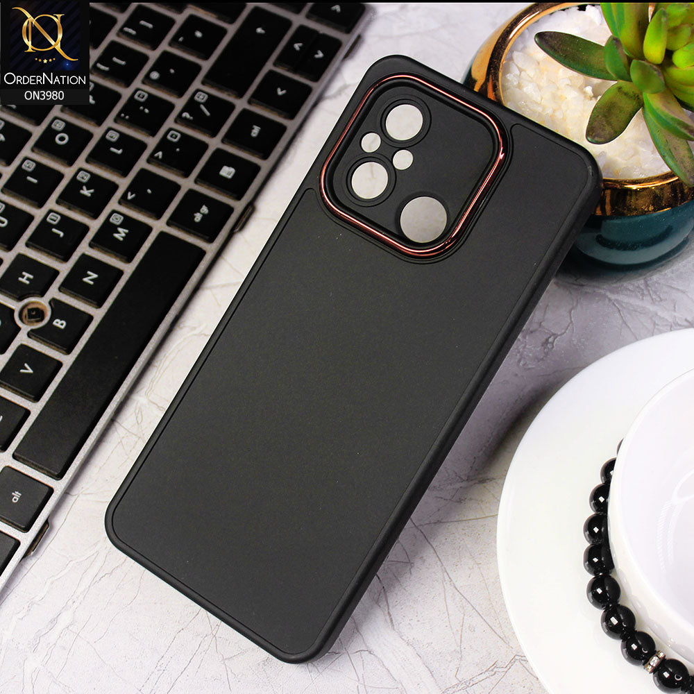 Xiaomi Redmi 12C Cover - Black -  Rubberized Tpu+Pc Anti Scratch Shiny Camera Lens Protection Soft Case