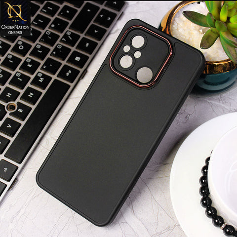 Xiaomi Redmi 12C Cover - Black -  Rubberized Tpu+Pc Anti Scratch Shiny Camera Lens Protection Soft Case