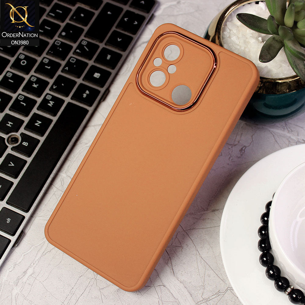 Xiaomi Redmi 12C Cover - Brown -  Rubberized Tpu+Pc Anti Scratch Shiny Camera Lens Protection Soft Case