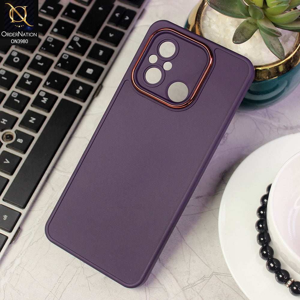 Xiaomi Redmi 12C Cover - Purple -  Rubberized Tpu+Pc Anti Scratch Shiny Camera Lens Protection Soft Case