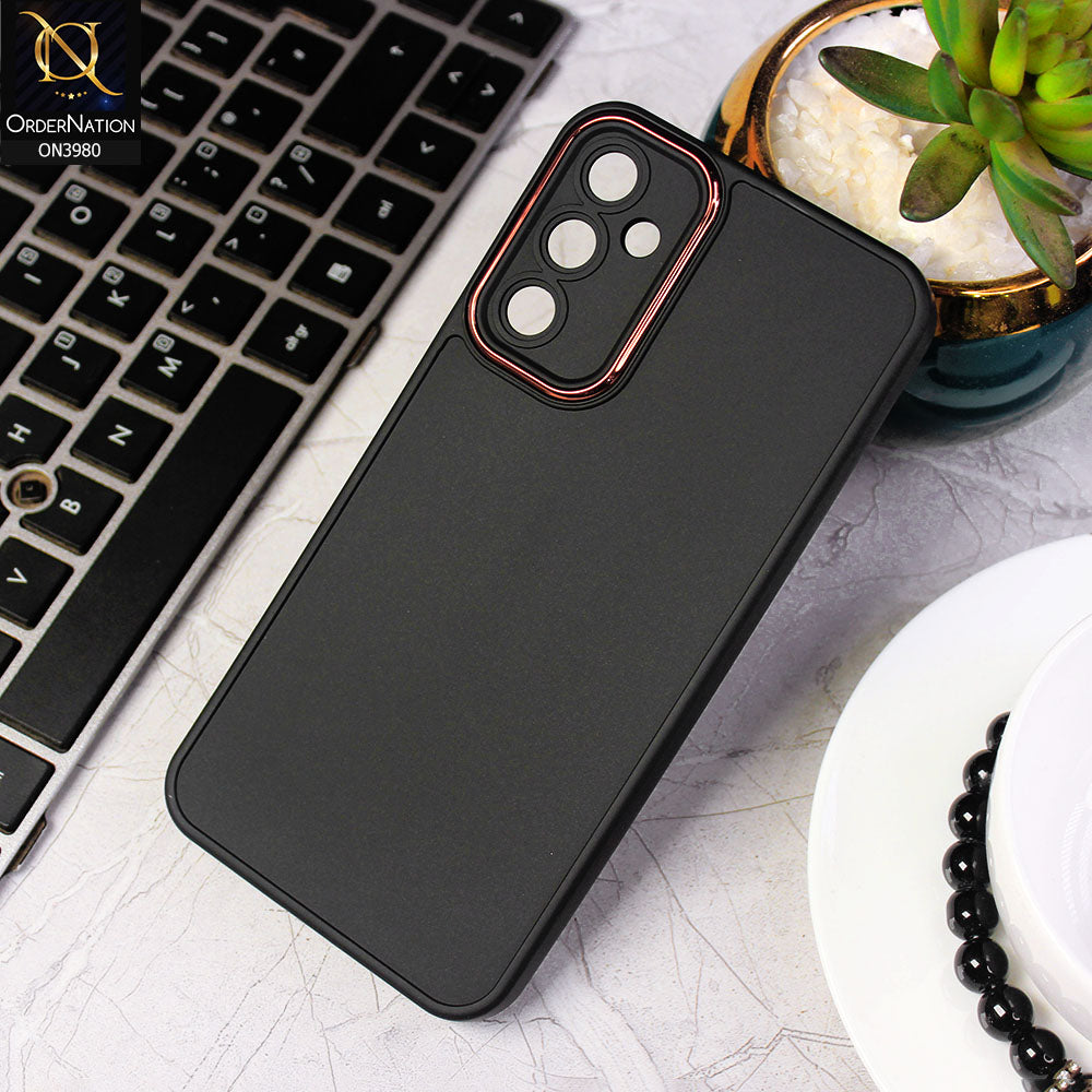 Samsung Galaxy A14 Cover - Black -  Rubberized Tpu+Pc Anti Scratch Shiny Camera Lens Protection Soft Case