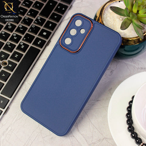 Samsung Galaxy A24 4G Cover - Blue -  Rubberized Tpu+Pc Anti Scratch Shiny Camera Lens Protection Soft Case