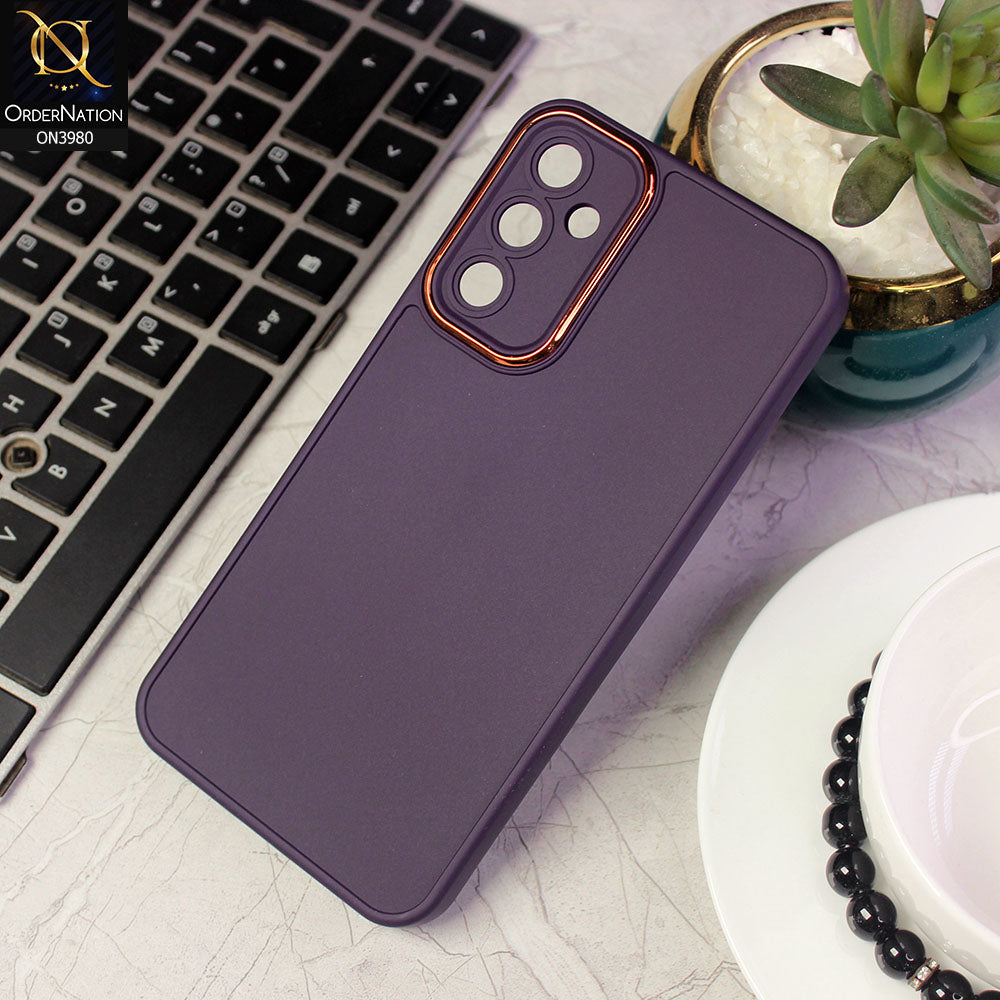 Samsung Galaxy A24 4G Cover - Purple -  Rubberized Tpu+Pc Anti Scratch Shiny Camera Lens Protection Soft Case