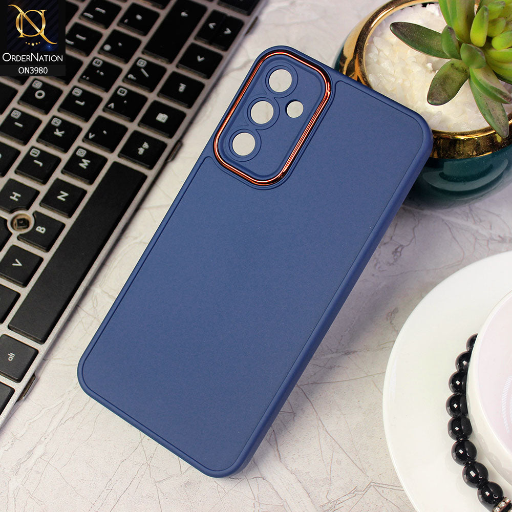 Samsung Galaxy A54 Cover - Blue -  Rubberized Tpu+Pc Anti Scratch Shiny Camera Lens Protection Soft Case