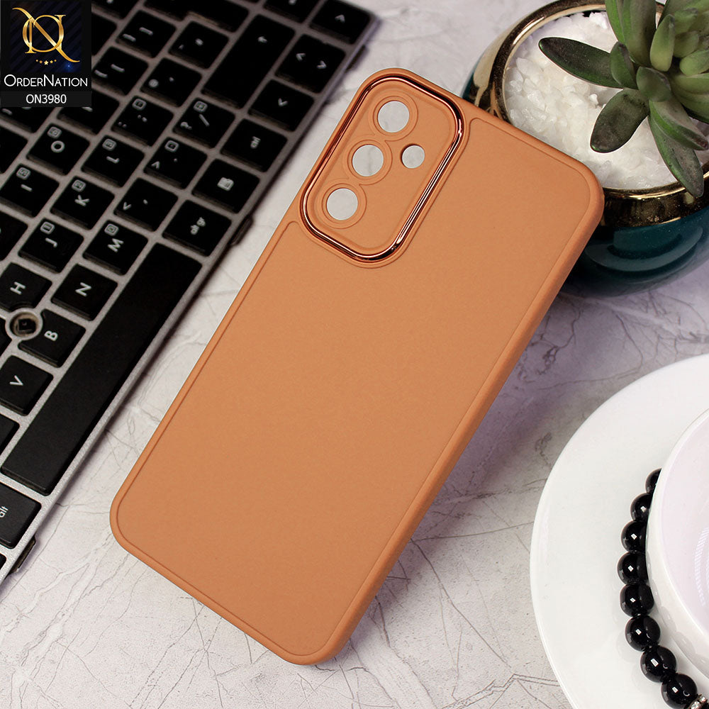 Samsung Galaxy A54 5G Cover - Brown -  Rubberized Tpu+Pc Anti Scratch Shiny Camera Lens Protection Soft Case