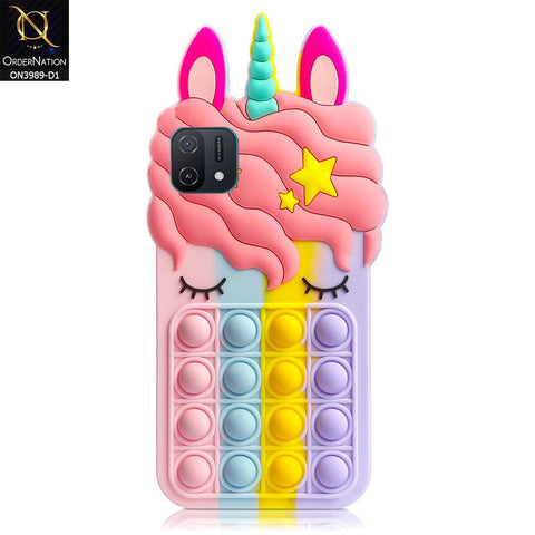 Oppo A16e Cover - Design 1 - 3D Cute Cartoon POP It Bubble Relieve Stress Soft Case