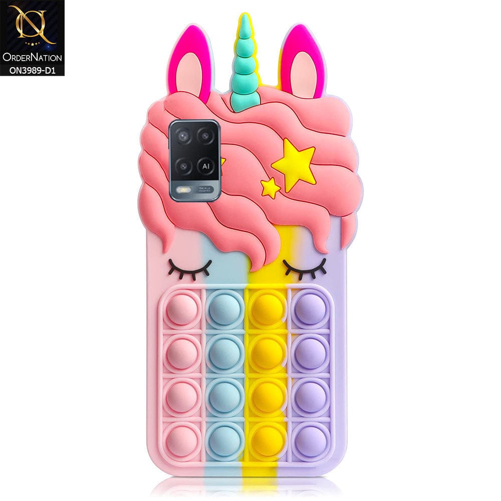 Oppo A54 4G Cover - Design 1 - 3D Cute Cartoon POP It Bubble Relieve Stress Soft Case