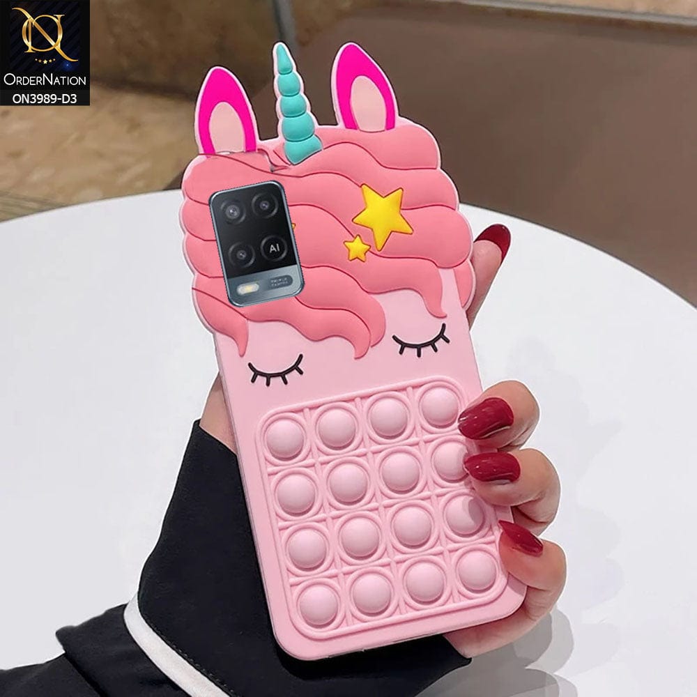 Oppo A54 4G Cover - Design 3 - 3D Cute Cartoon POP It Bubble Relieve Stress Soft Case