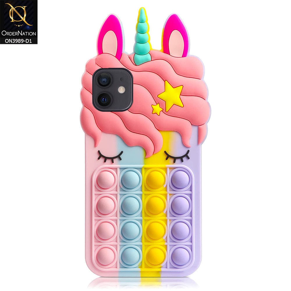 iPhone 12 Cover - Design 1 - 3D Cute Cartoon POP It Bubble Relieve Stress Soft Case