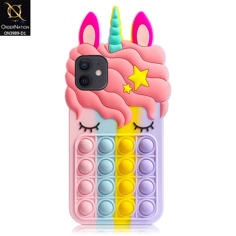 iPhone 12 Pro Cover - Design 1 - 3D Cute Cartoon POP It Bubble Relieve Stress Soft Case