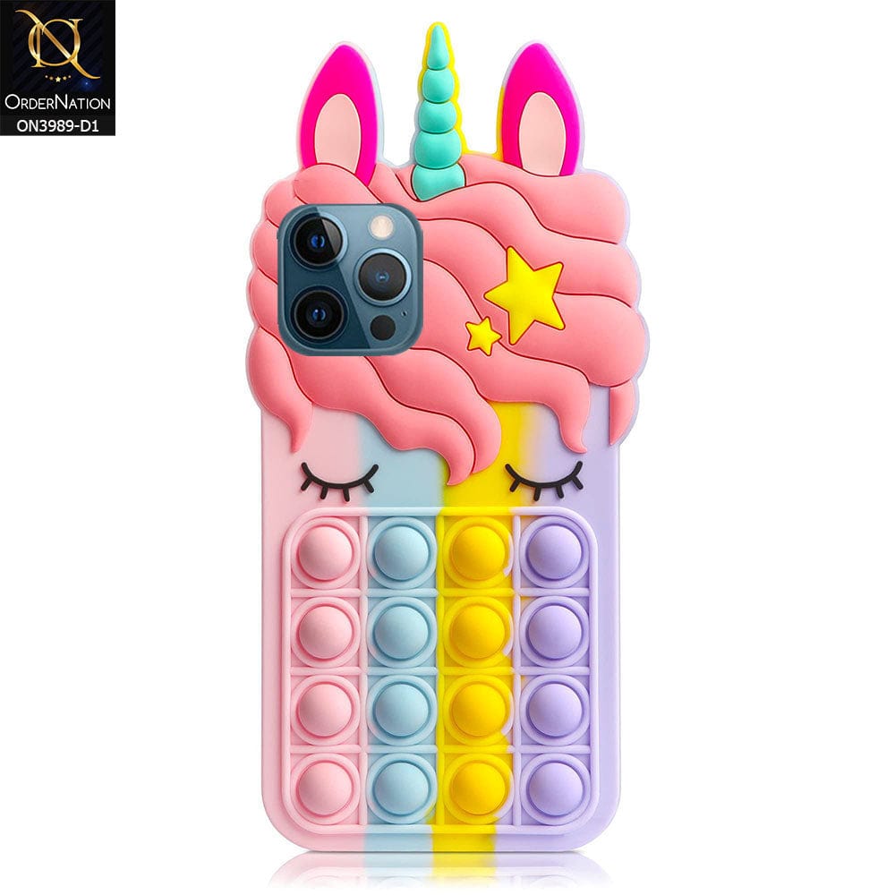 iPhone 12 Pro Max Cover - Design 1 - 3D Cute Cartoon POP It Bubble Relieve Stress Soft Case