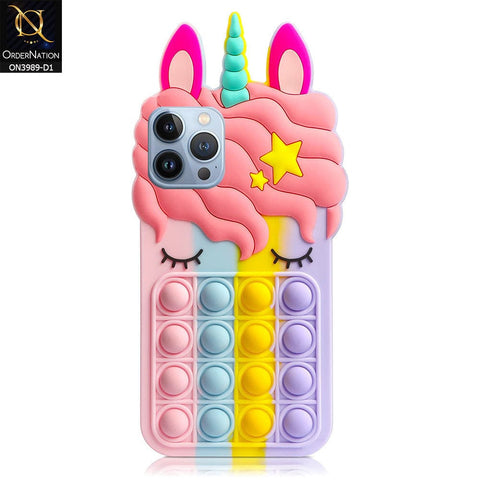 iPhone 13 Pro Max Cover - Design 1 - 3D Cute Cartoon POP It Bubble Relieve Stress Soft Case