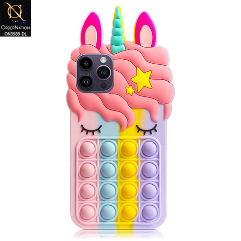 iPhone 14 Pro Max Cover - Design 1 - 3D Cute Cartoon POP It Bubble Relieve Stress Soft Case