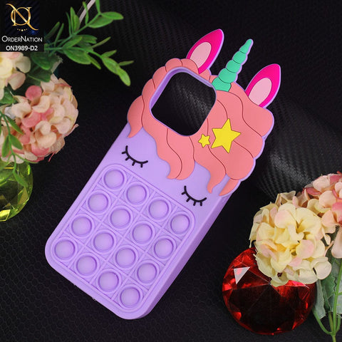 iPhone 14 Pro Max Cover - Design 2 - 3D Cute Cartoon POP It Bubble Relieve Stress Soft Case