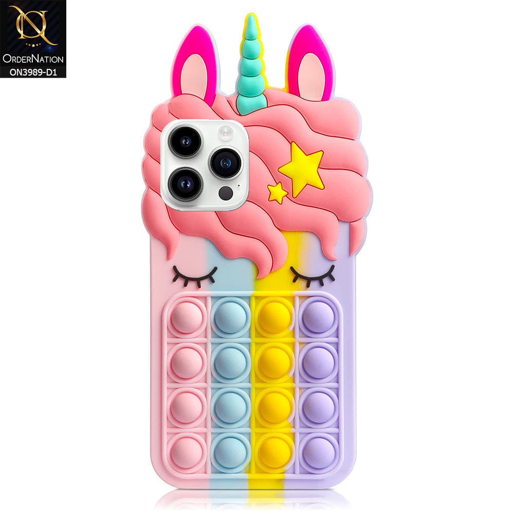 iPhone 14 Pro Cover - Design 1 - 3D Cute Cartoon POP It Bubble Relieve Stress Soft Case