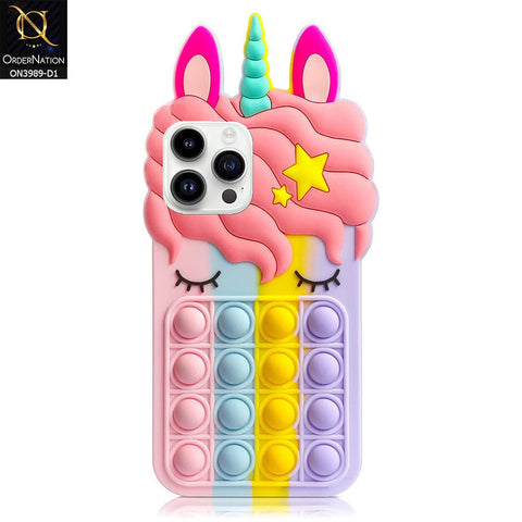 iPhone 14 Pro Cover - Design 1 - 3D Cute Cartoon POP It Bubble Relieve Stress Soft Case