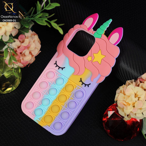 iPhone 14 Pro Cover - Design 1 - 3D Cute Cartoon POP It Bubble Relieve Stress Soft Case
