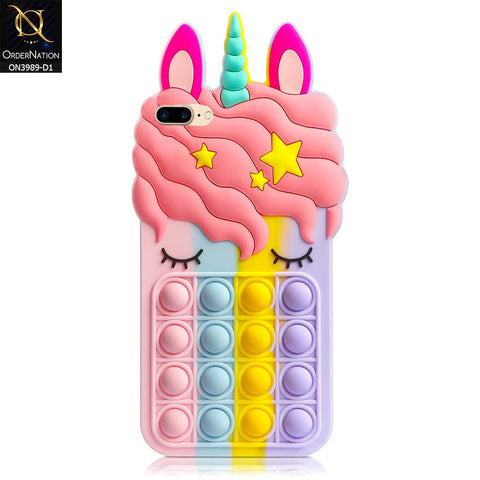 iPhone 8 Plus / 7 Plus Cover - Design 1 - 3D Cute Cartoon POP It Bubble Relieve Stress Soft Case