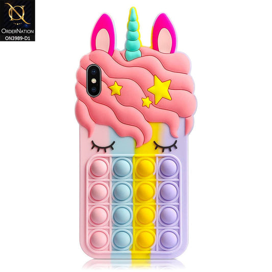 iPhone XS / X Cover - Design 1 - 3D Cute Cartoon POP It Bubble Relieve Stress Soft Case