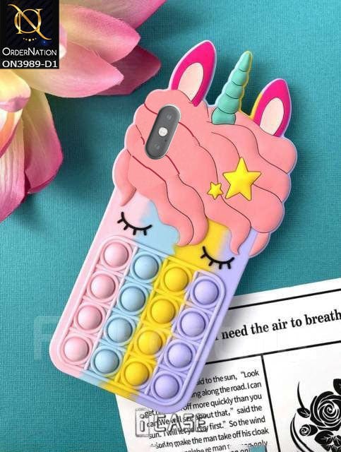 iPhone XS Max Cover - Design 1 - 3D Cute Cartoon POP It Bubble Relieve Stress Soft Case