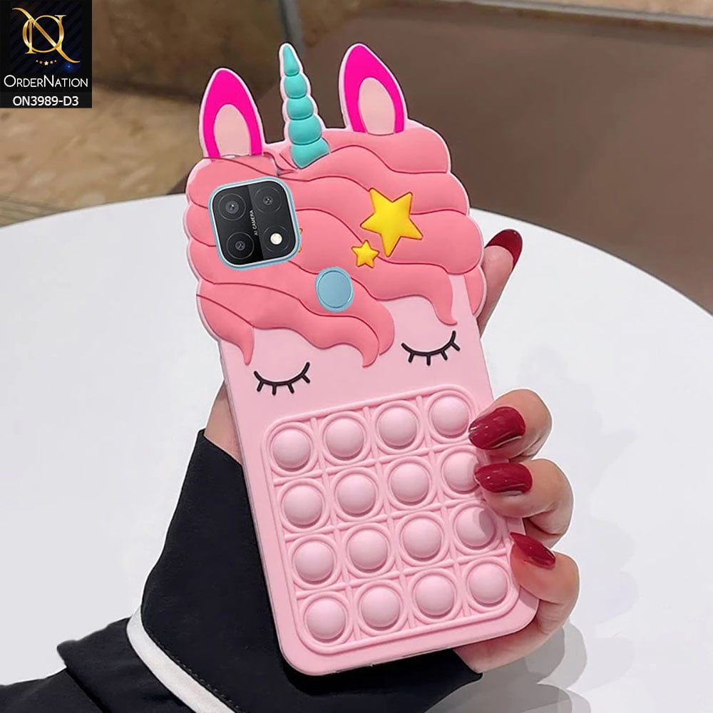 Oppo A15 Cover - Design 3 - 3D Cute Cartoon POP It Bubble Relieve Stress Soft Case