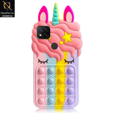 Xiaomi Redmi 9C Cover - Design 1 - 3D Cute Cartoon POP It Bubble Relieve Stress Soft Case