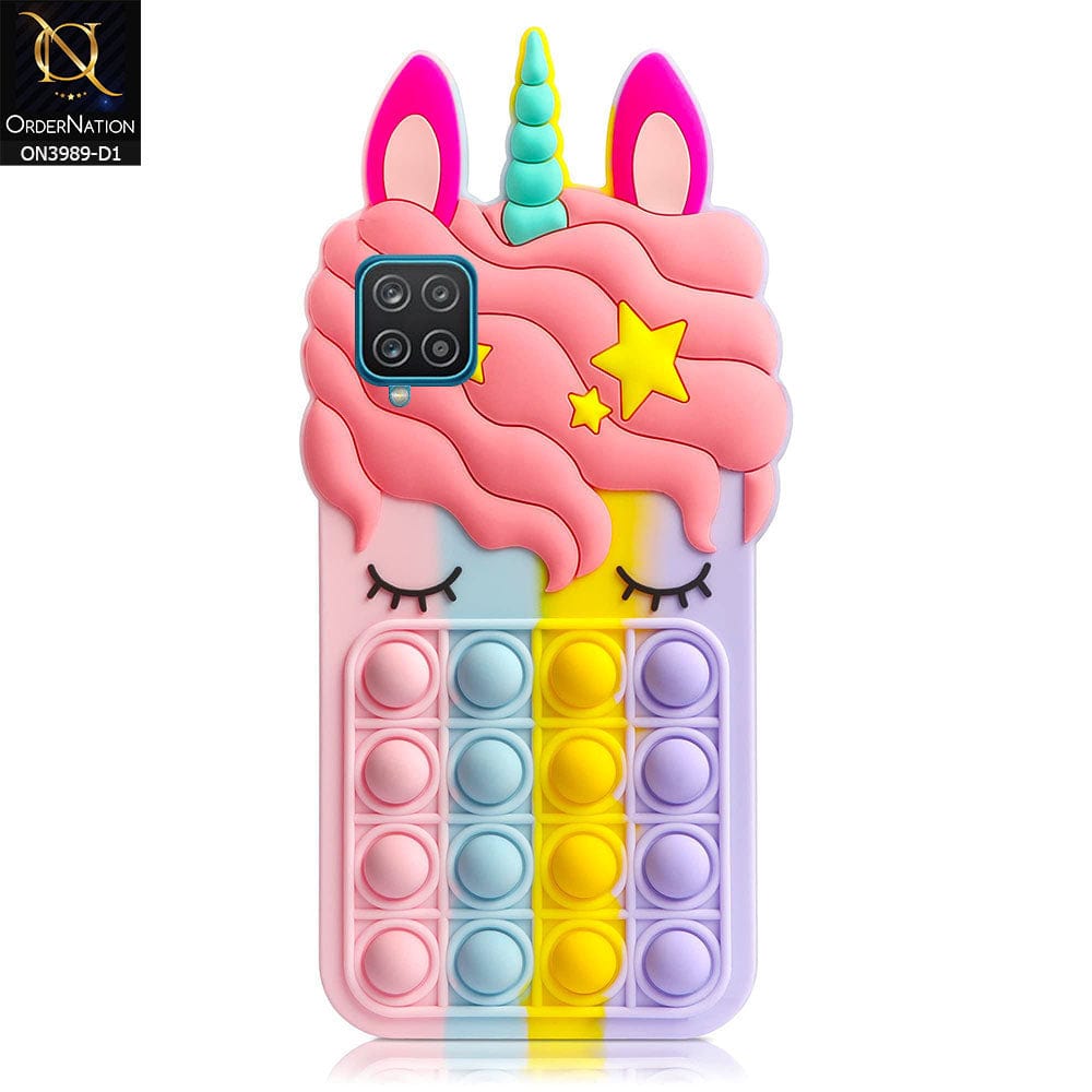 Samsung Galaxy A12 Cover - Design 1 - 3D Cute Cartoon POP It Bubble Relieve Stress Soft Case